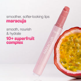 tarte Maracuja Juicy Lip Balm Gloss displayed with superfruits