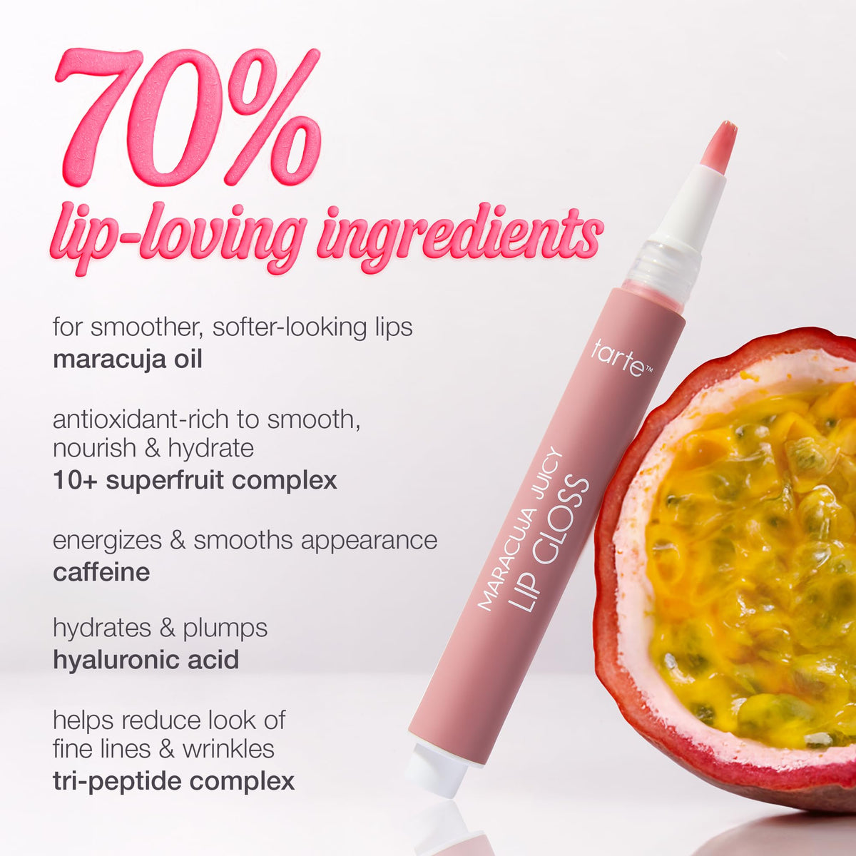 tarte Maracuja Juicy Lip Gloss opened showing texture