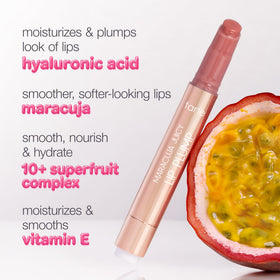 tarte Maracuja Juicy Lip Plump mocha texture on lips