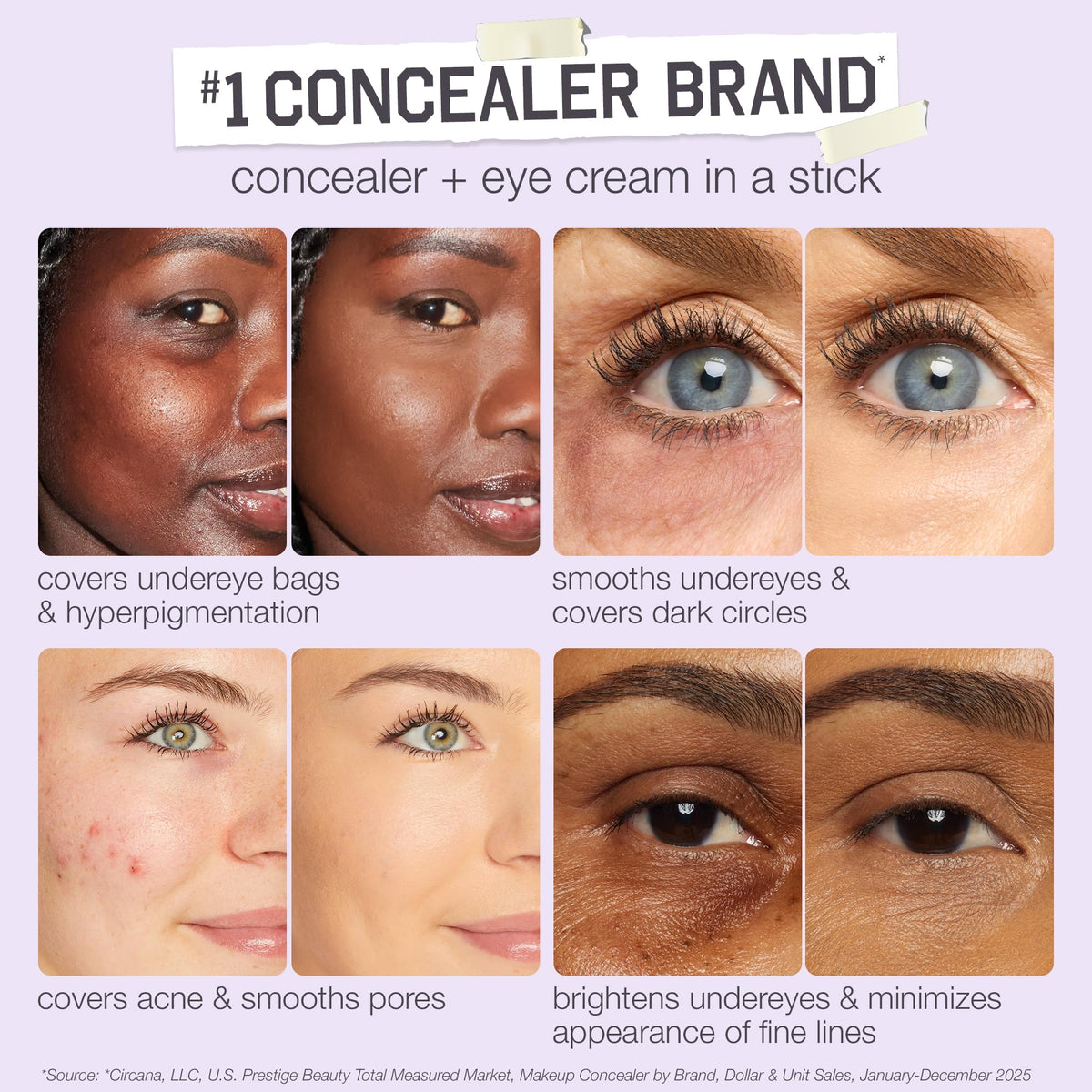 tarte Shape Tape Blur Concealer Stick in use on model's under-eye area