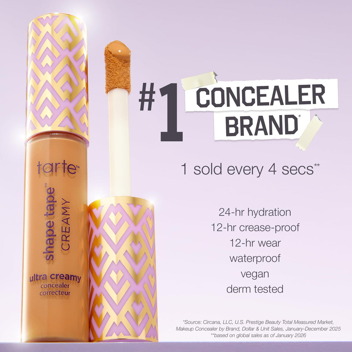 tarte Shape Tape Creamy Concealer 16N showcased with other beauty products