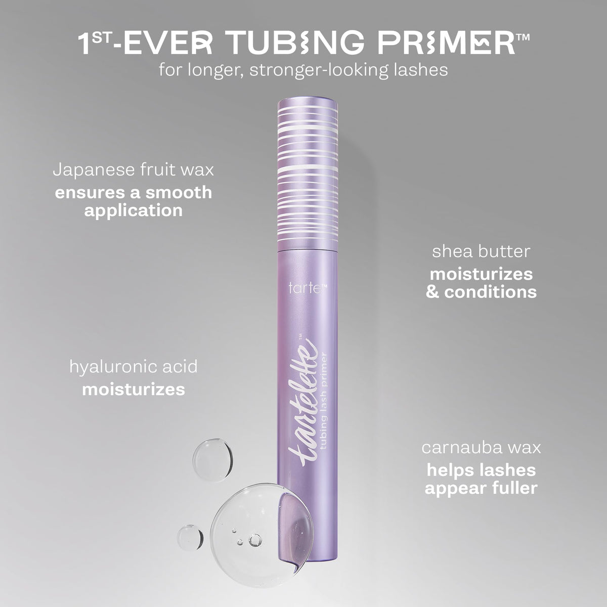 tarte Tartelette Tubing Lash Primer packaging on a vanity