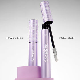 tarte Tartelette Tubing Lash Primer travel size next to cosmetics