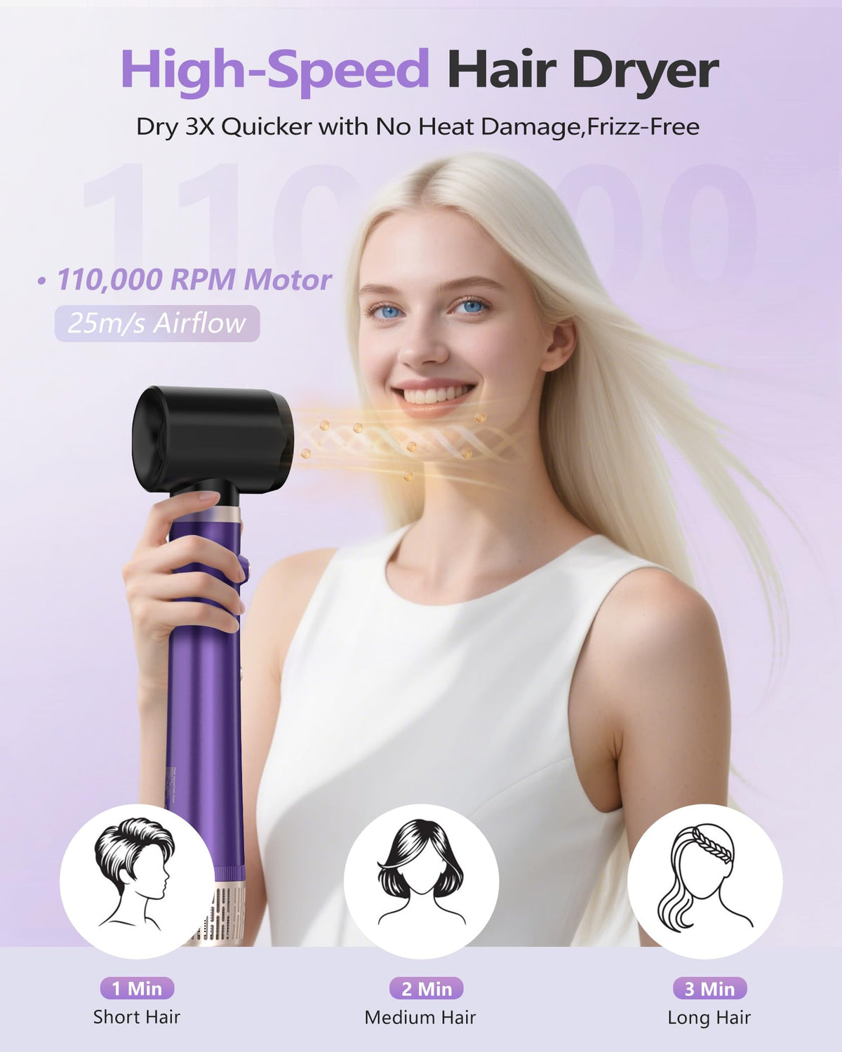 TASNEEM Hot Air Brush with 2 round brushes