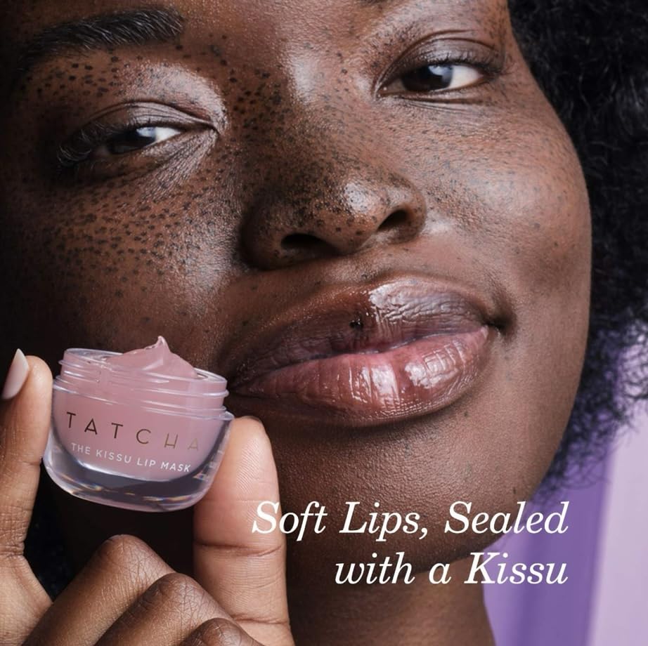 TATCHA Kissu Lip Mask on a model's lips