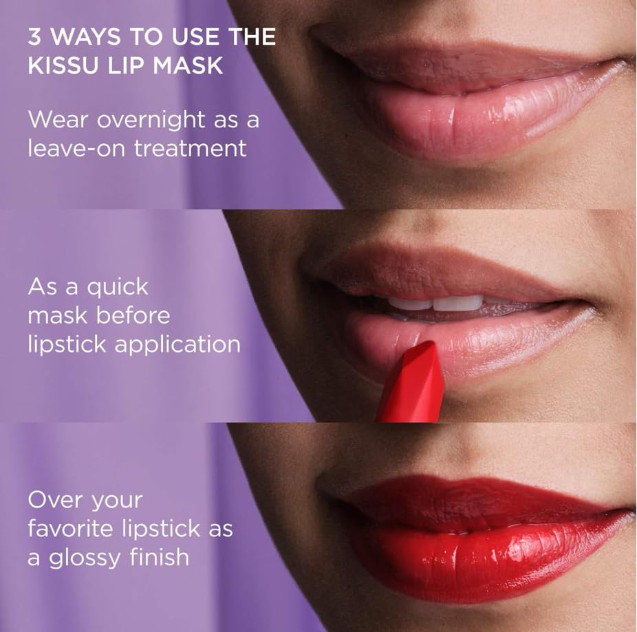 TATCHA Kissu Lip Mask on a vanity with flowers