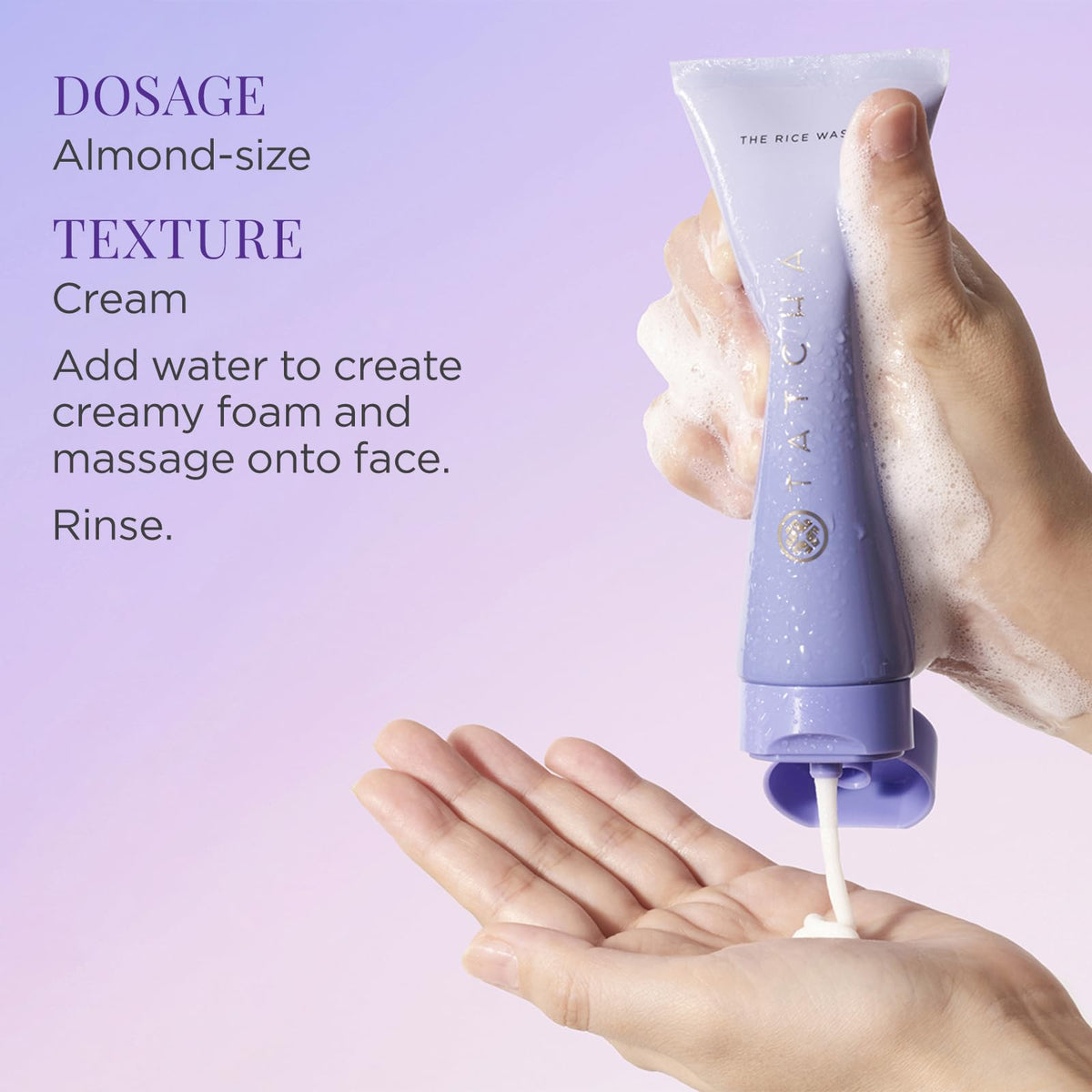 TATCHA The Rice Wash Soft Cream Facial Cleanser application on skin