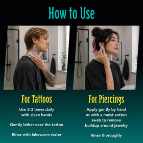 Tattoo Goo Cleansing Soap 3 oz being applied to a tattoo