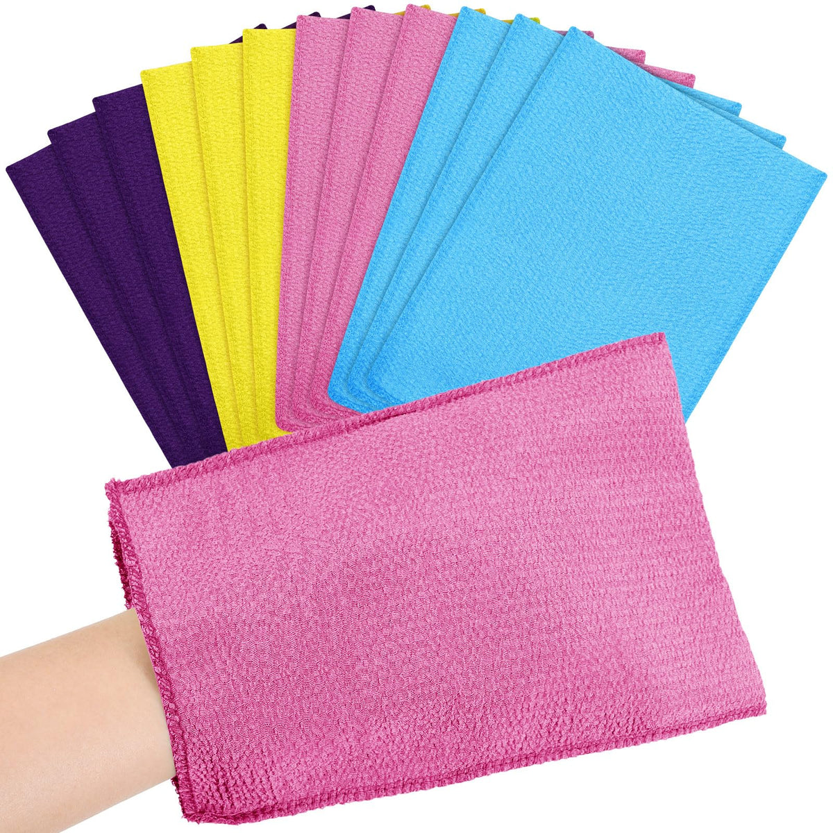 Tatuo 12 Pcs Korean Exfoliating Mitts in assorted colours
