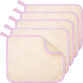Tatuo Exfoliating Bath Cloths front view with pink edge