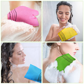 Tatuo exfoliating mitts showing various colour options
