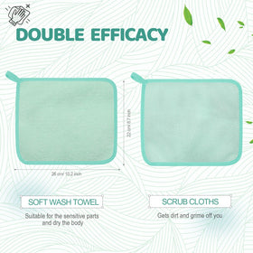 Tatuo exfoliating wash cloths being used in a shower