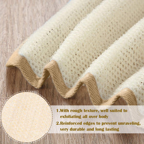 Tatuo exfoliating wash cloths displayed on a bathroom counter