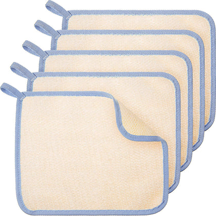 Tatuo exfoliating wash cloths pack of 5 with blue edge