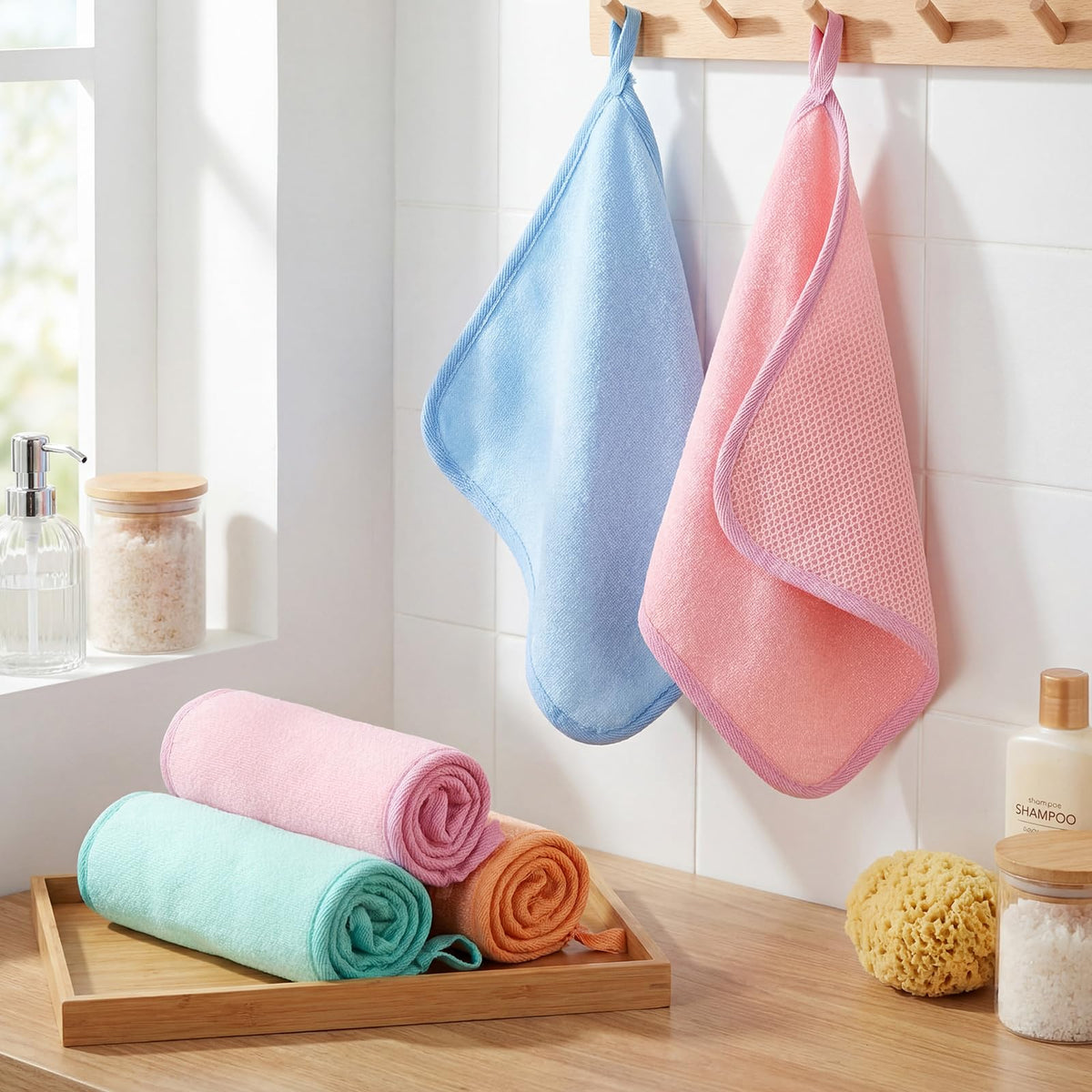 Tatuo exfoliating wash cloths packed neatly in their packaging
