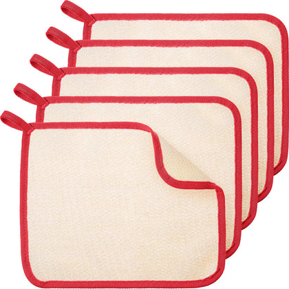 Tatuo exfoliating wash cloths red edge front view