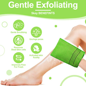 Tatuo Korean exfoliating mitts displayed in vibrant colours