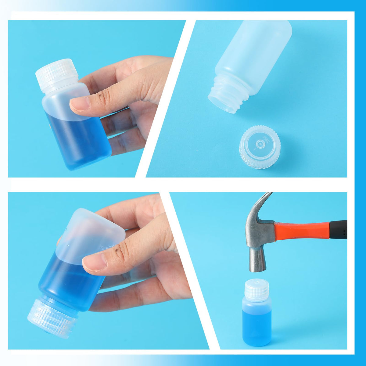 Tatuo reagent bottles displayed with various liquids
