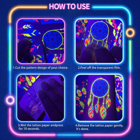 TATUWST Glow in the Dark Temporary Tattoos packaging front view