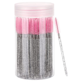 Tbestmax 100 Pcs Disposable Eyelash Brush with container front view
