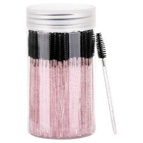 Tbestmax 100 Pcs Disposable Mascara Wands in black and pink with container