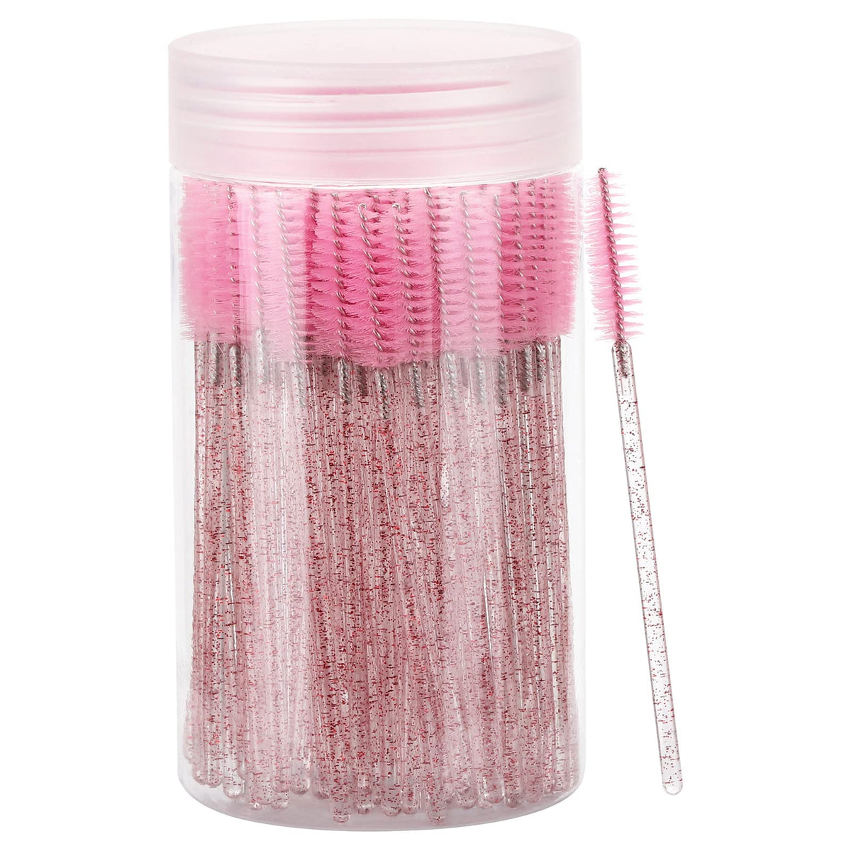 Tbestmax 100 Pcs Disposable Mascara Wands in pink container