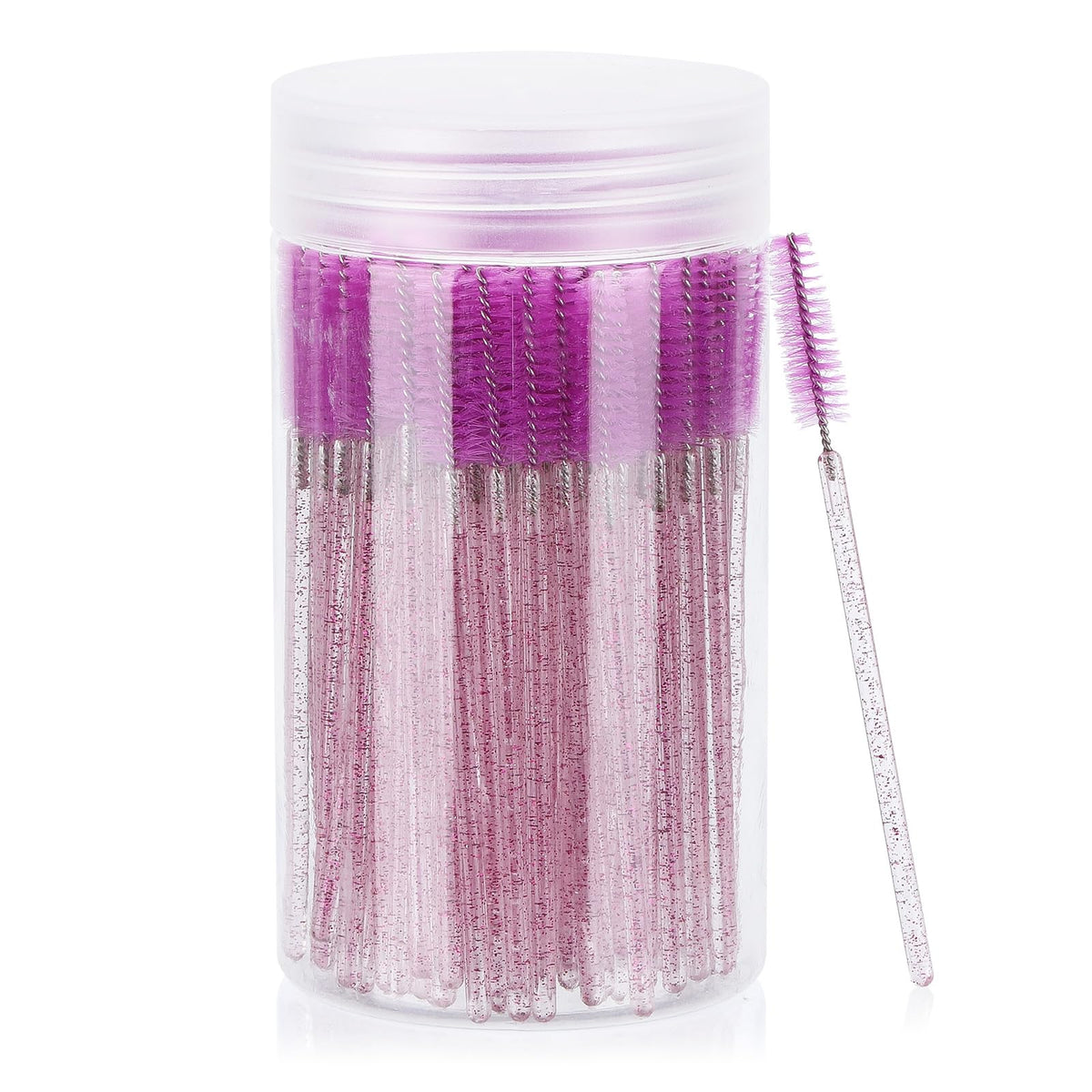Tbestmax 100 Pcs Disposable Mascara Wands with purple container