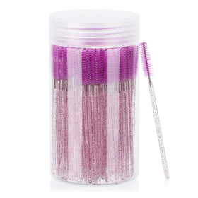 Tbestmax 100 Pcs Disposable Mascara Wands with purple container