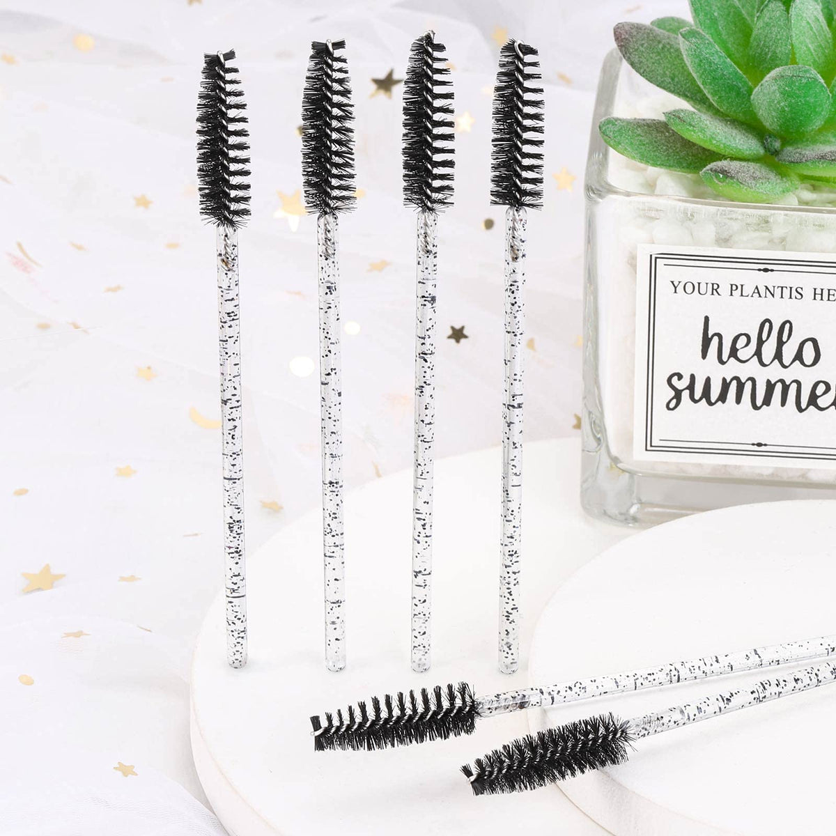 Tbestmax disposable mascara wands on a makeup table
