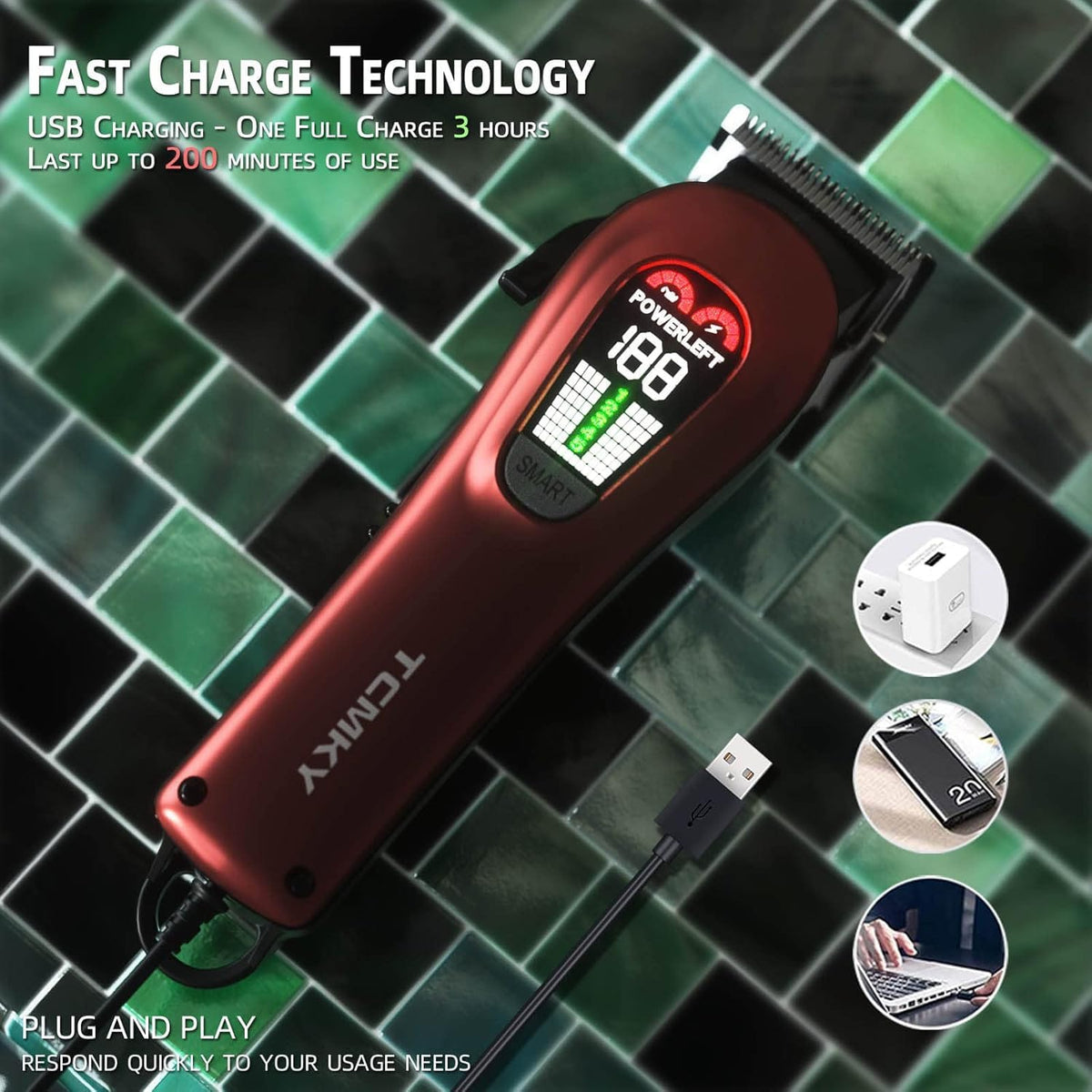 TCMKY Hair Clippers in use for beard trimming