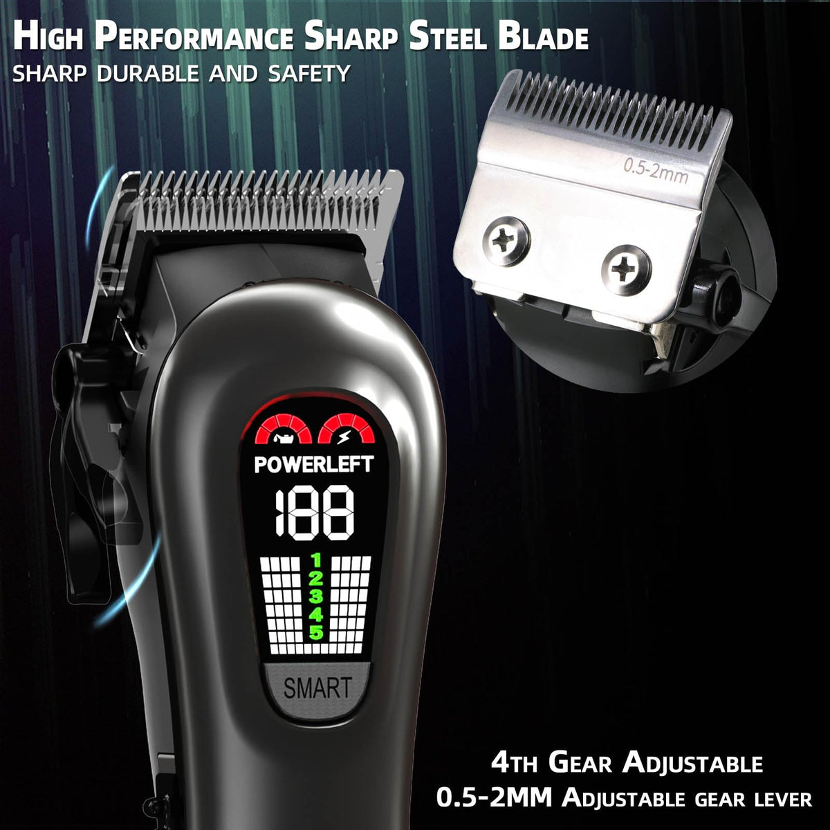 TCMKY Hair Clippers in use with auxiliary lighting