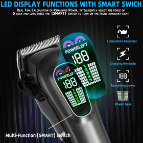 TCMKY Hair Clippers showing power adjustment settings