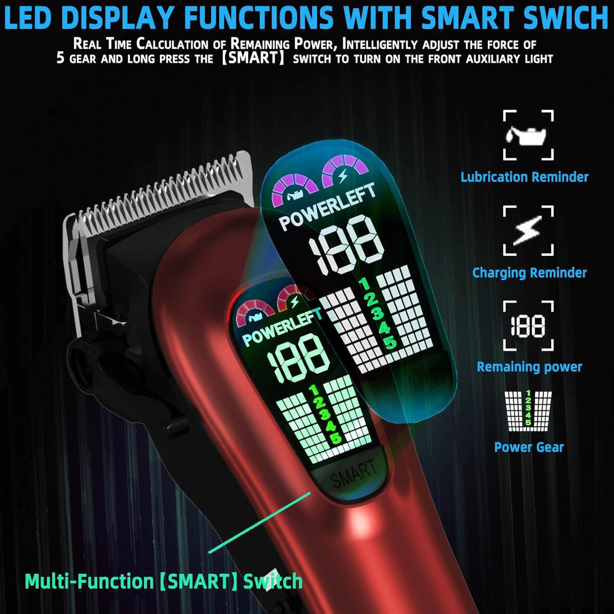 TCMKY Hair Clippers with full-size guide comb attached