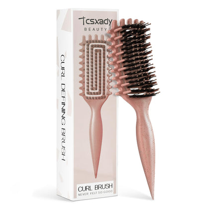 Tcsxady Curly Hair Brush front view in beige