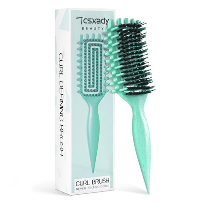 Tcsxady Curly Hair Brush front view in green