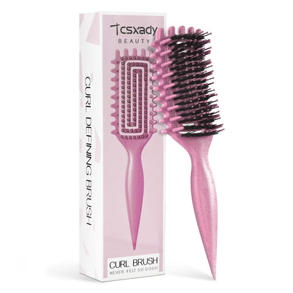 Tcsxady Curly Hair Brush front view in pink