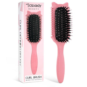 Tcsxady Curly Hair Brush pink cat ear design front view