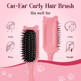 Tcsxady Curly Hair Brush with ergonomic barley straw handle