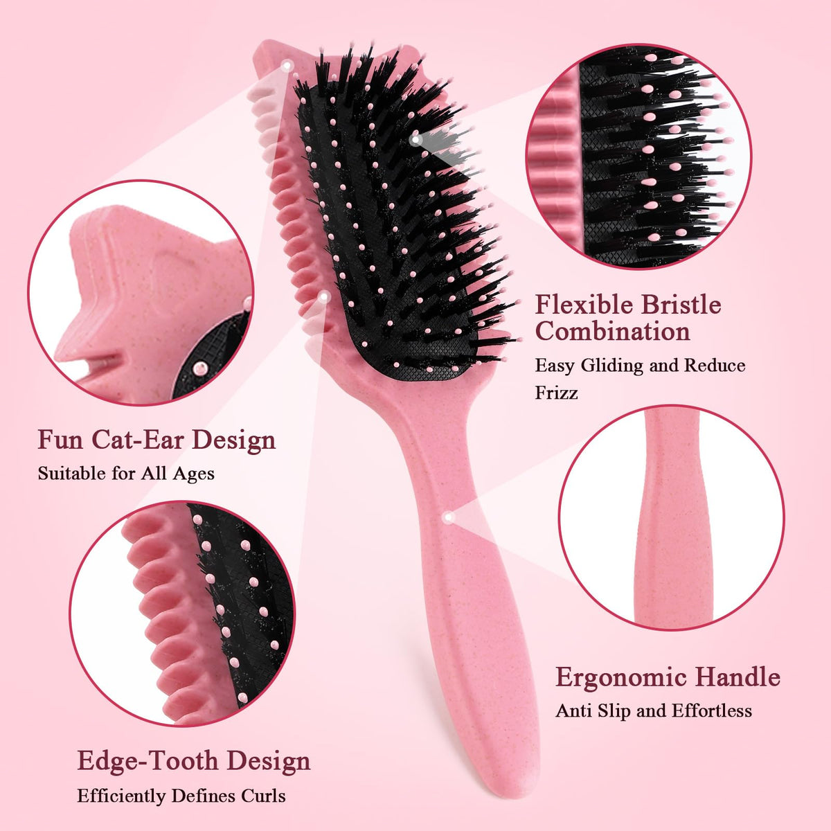 Tcsxady Curly Hair Brush with packaging