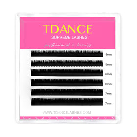 TDANCE Bottom Lash Extensions B Curl 5-7mm front view