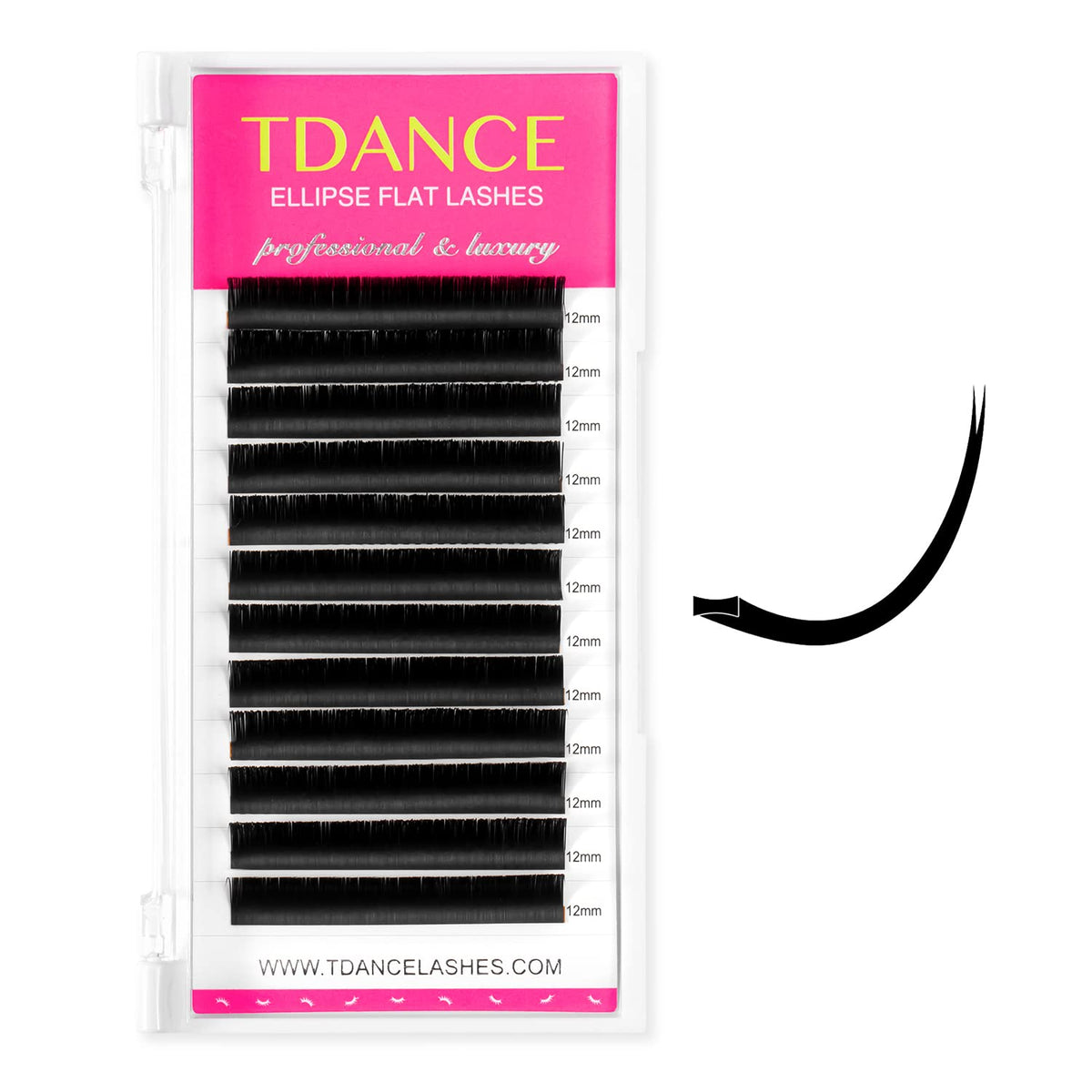 TDANCE Classic Flat Lash Extensions 0.15mm CC Curl 14mm black front view
