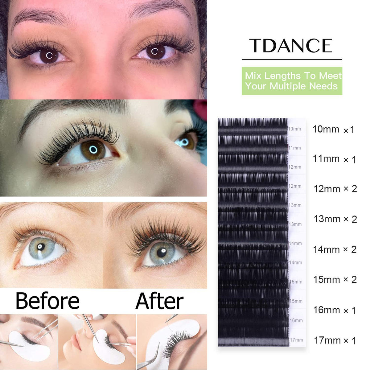 TDANCE Eyelash Extensions in packaging with product details