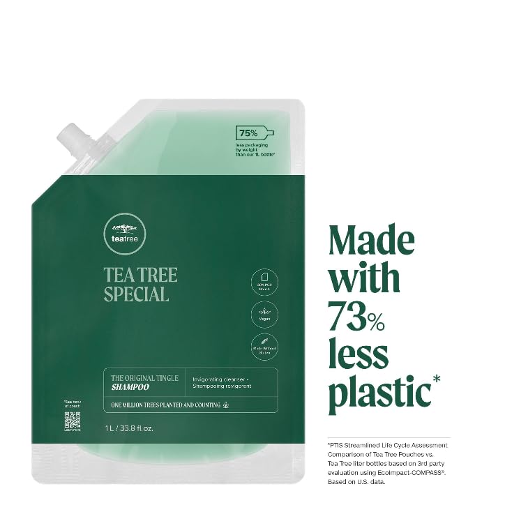 Tea Tree Special Shampoo 33.8 fl. oz. back view showing ingredients