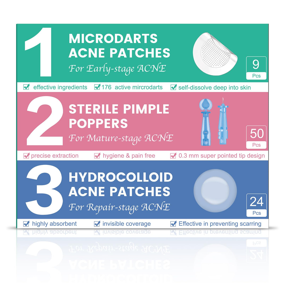 TEAWOO 3-Step Microdart Pimple Patches Set front view