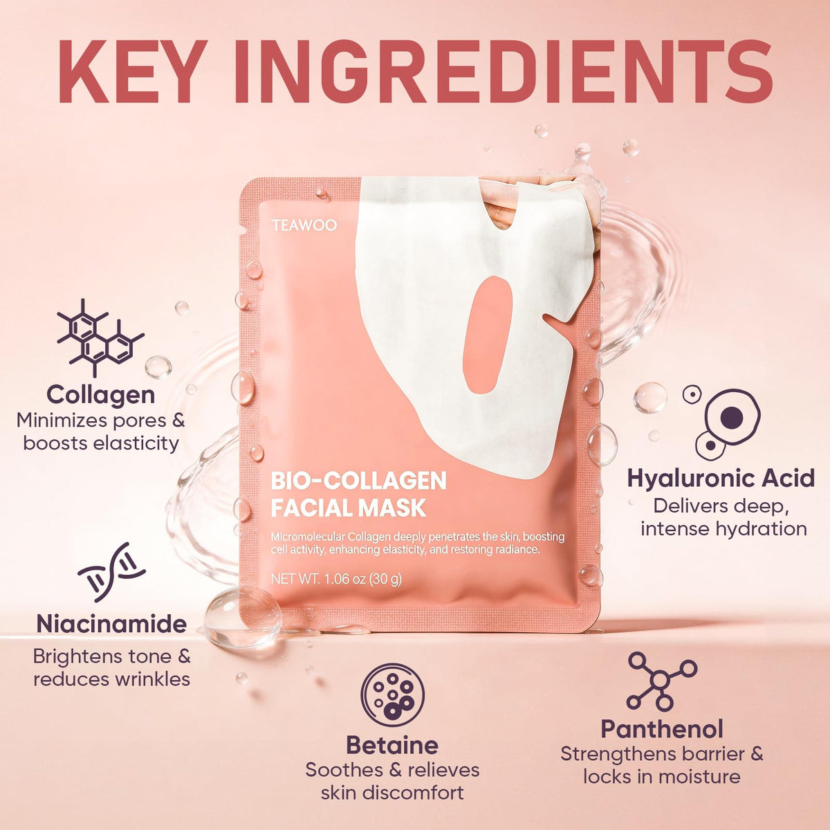 TEAWOO Bio-Collagen Facial Mask application on a model