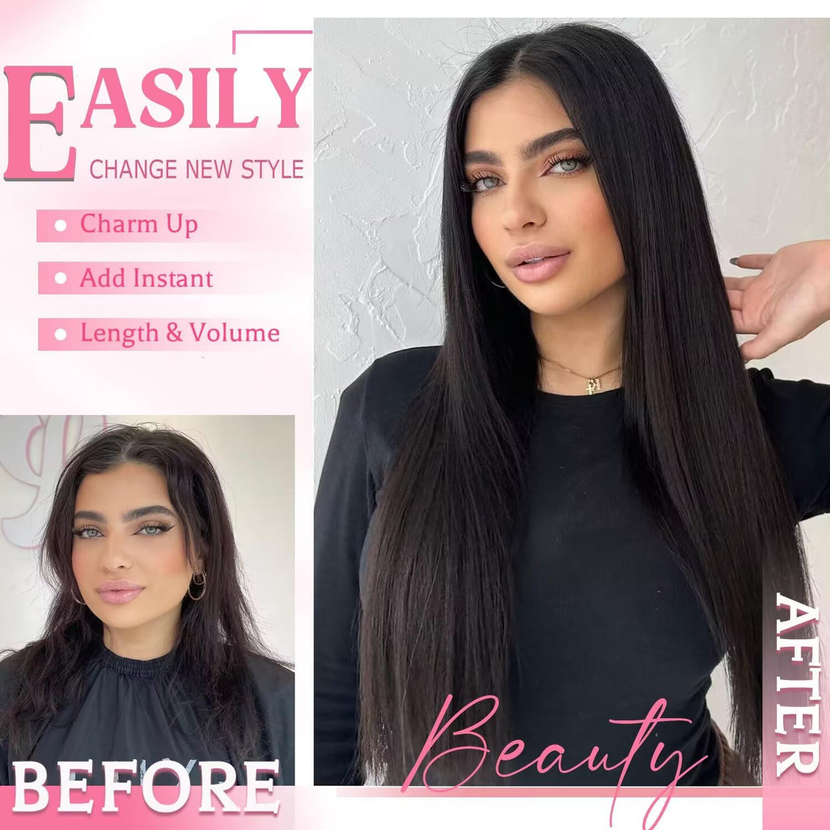 Tebelove Clip in Hair Extensions packaging side view