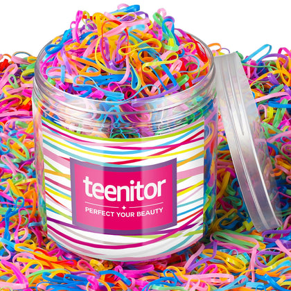 Teenitor 2000Pcs elastic hair ties in assorted colours front view