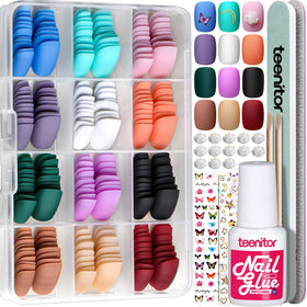 Teenitor 288pcs short press on nails kit with assorted colours