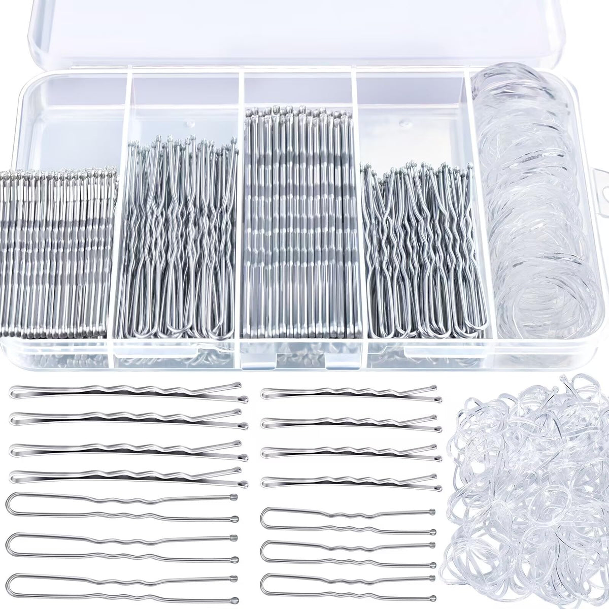 Teenitor 300pcs Hair Pins Set with silver bobby pins and hair bands