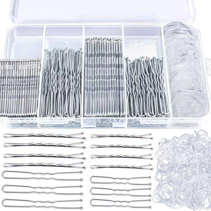 Teenitor 300pcs Hair Pins Set with silver bobby pins and hair bands